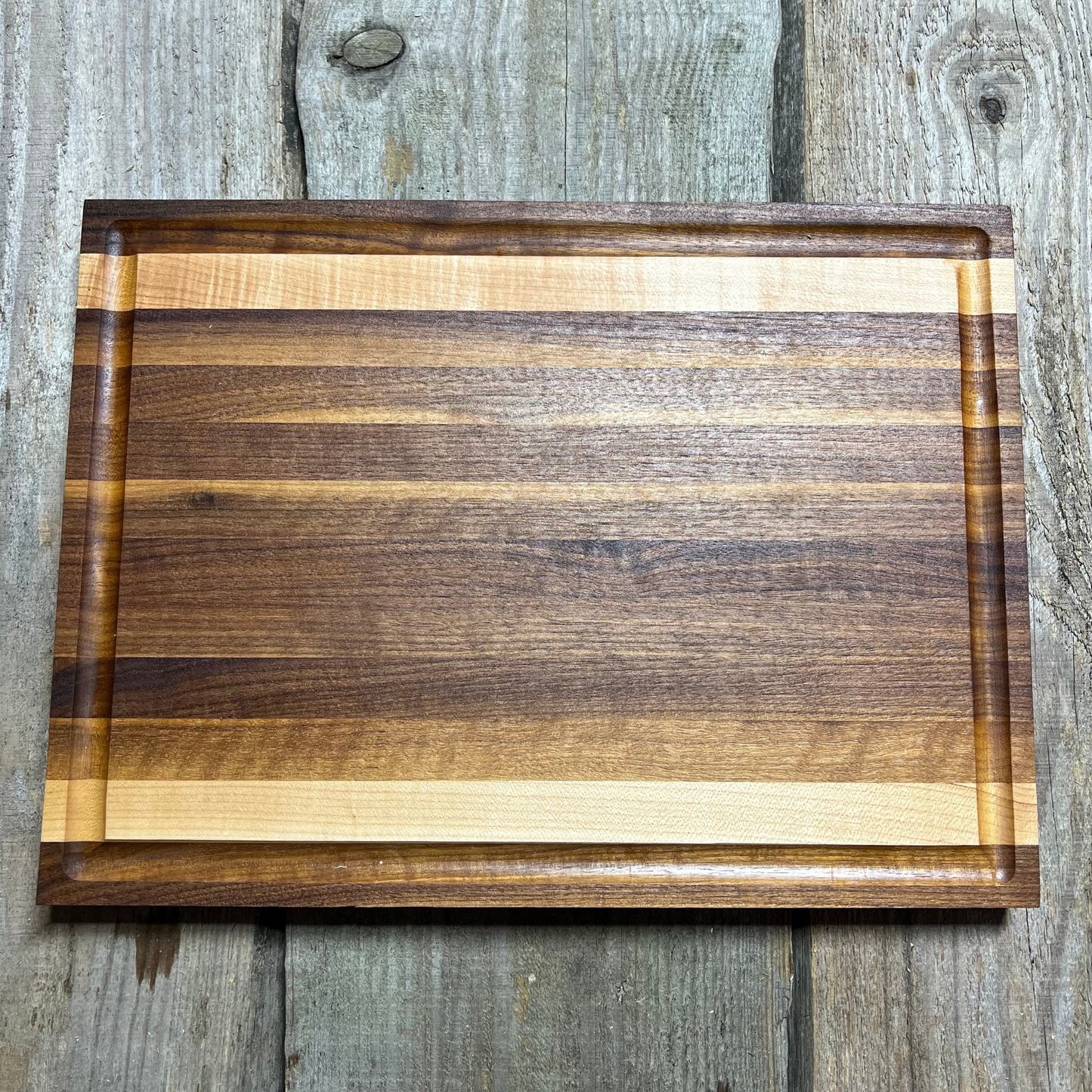 Walnut Edge Grain Cutting Board w/ Maple Stripes